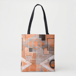 Geometric orange gray grunge stylish tote bag
