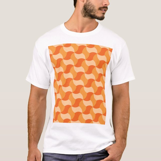 Geometric Orange Shades: Abstract Tile T-Shirt (Front)