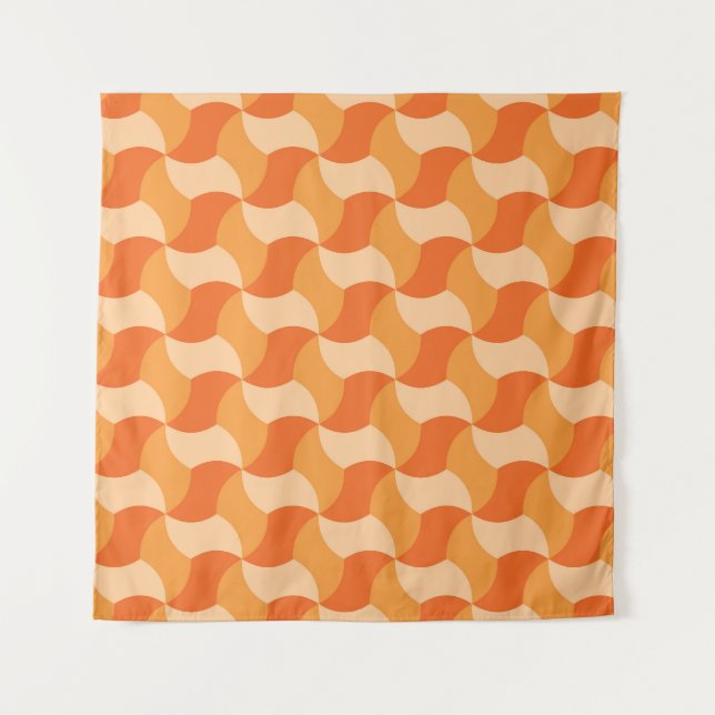 Geometric Orange Shades: Abstract Tile Tapestry (Front)