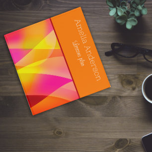 Geometric orange Teacher Planner with name 3 Ring Binder