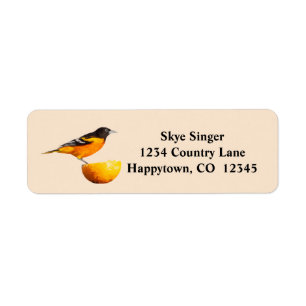 Geometric Oriole Bird/Orange Return Address Label