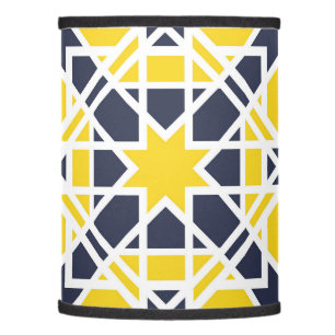 Geometric, ornamental, mustard yellow, navy blue lamp shade