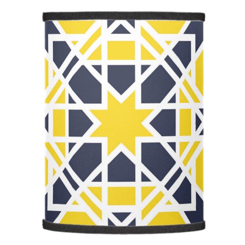 Geometric ornamental mustard yellow navy blue lamp shade