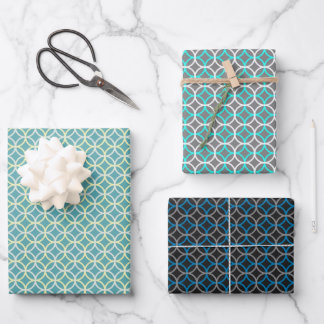 Geometric Overlapping Circle Pattern Wrapping Paper Sheets