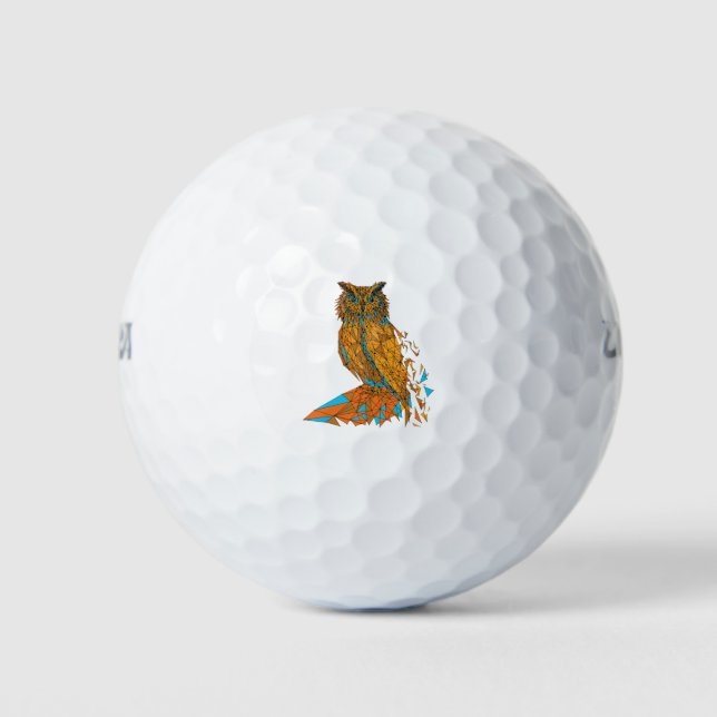 Geometric Owl Aesthetic Artsy Golf Balls (Front)
