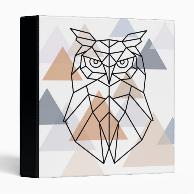 Geometric Owl Design 3 Ring Binder (Front/Spine)