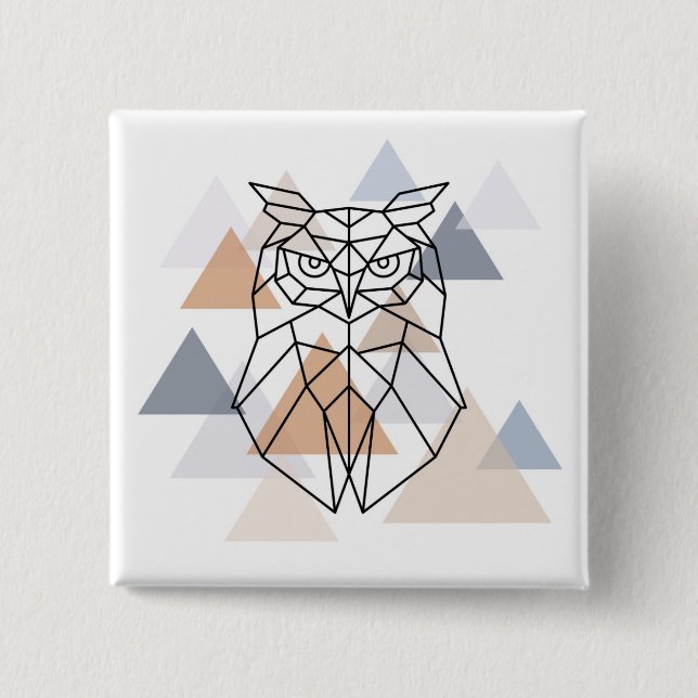 Geometric Owl Design Button (Front)