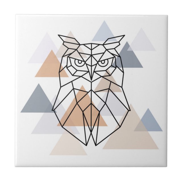 Geometric Owl Design Ceramic Tile (Front)