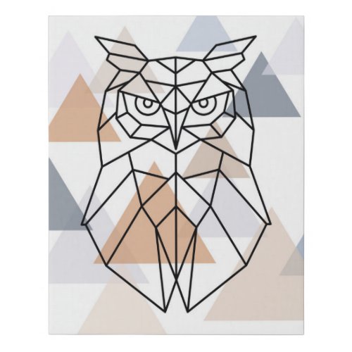 Geometric Owl Design Faux Canvas Print