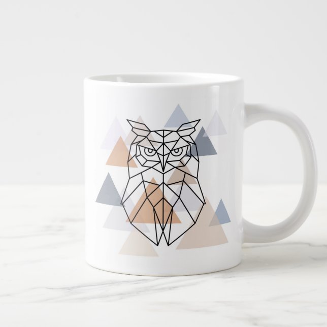 Geometric Owl Design Giant Coffee Mug (Right)