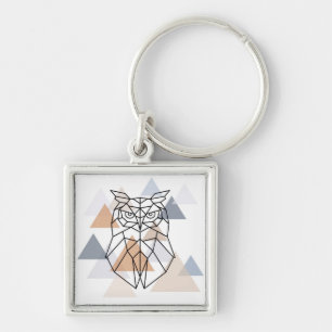 Geometric Owl Design Keychain
