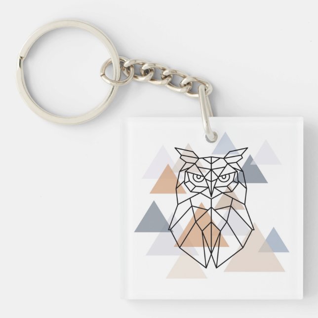 Geometric Owl Design Keychain (Front)