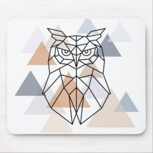 Geometric Owl Design Mouse Pad
