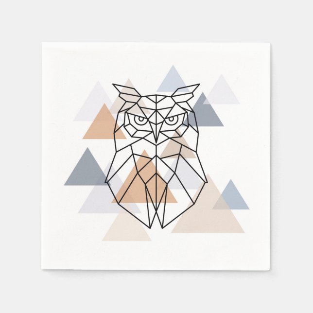 Geometric Owl Design Napkins (Front)