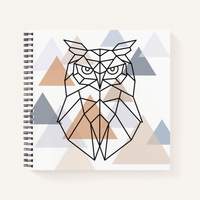 Geometric Owl Design Notebook (Front)