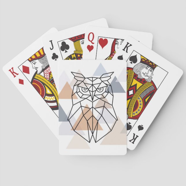 Geometric Owl Design Poker Cards (Back)