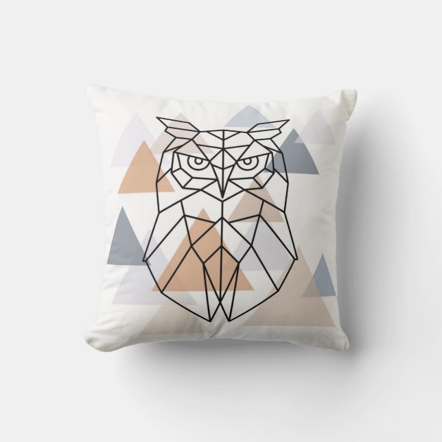 Geometric Owl Design Throw Pillow (Front)
