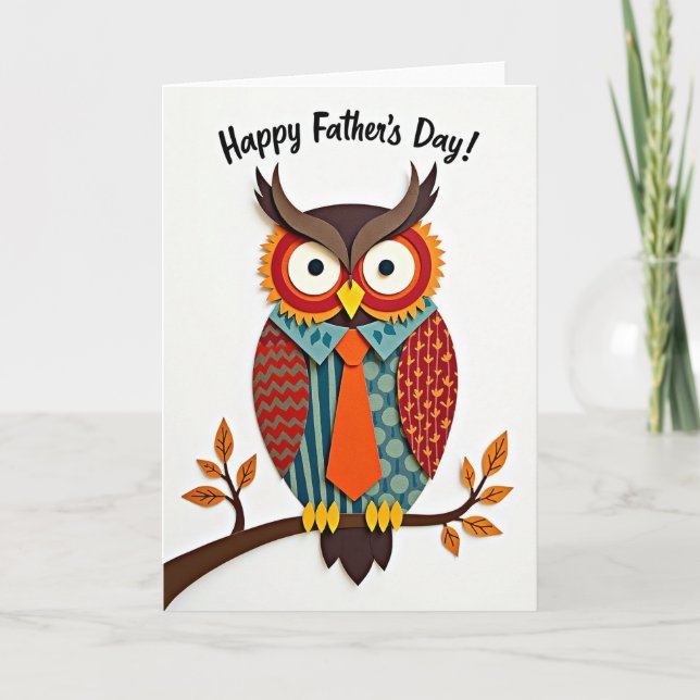 Geometric Owl Fathers Day Card (Front)