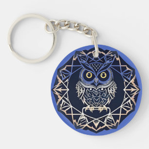 🦉 Geometric Owl Pattern Art Charm 🦉 Keychain