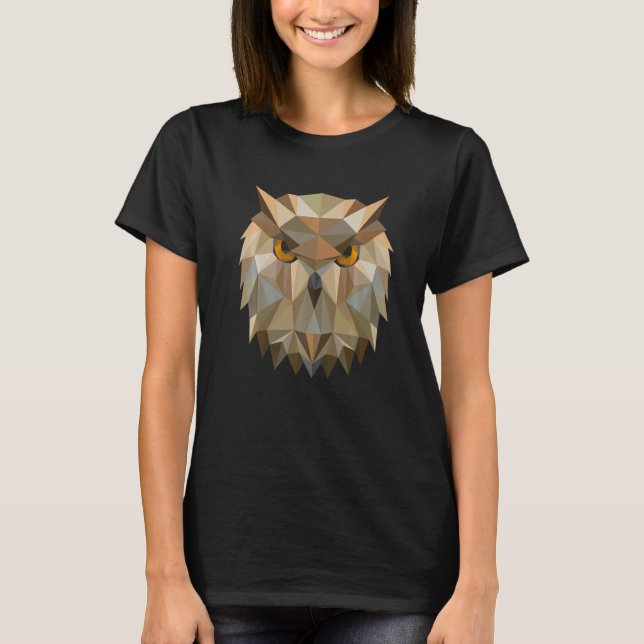 Geometric Owl Polygon Uhu Bird Birdwatchers T-Shirt (Front)