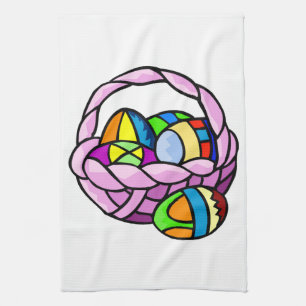 Geometric Painted Easter Eggs in Basket Towel