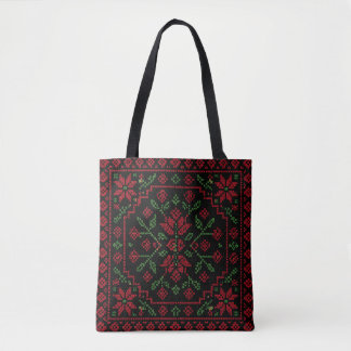 Geometric Palestinian Tatreez | Traditional Folk Tote Bag