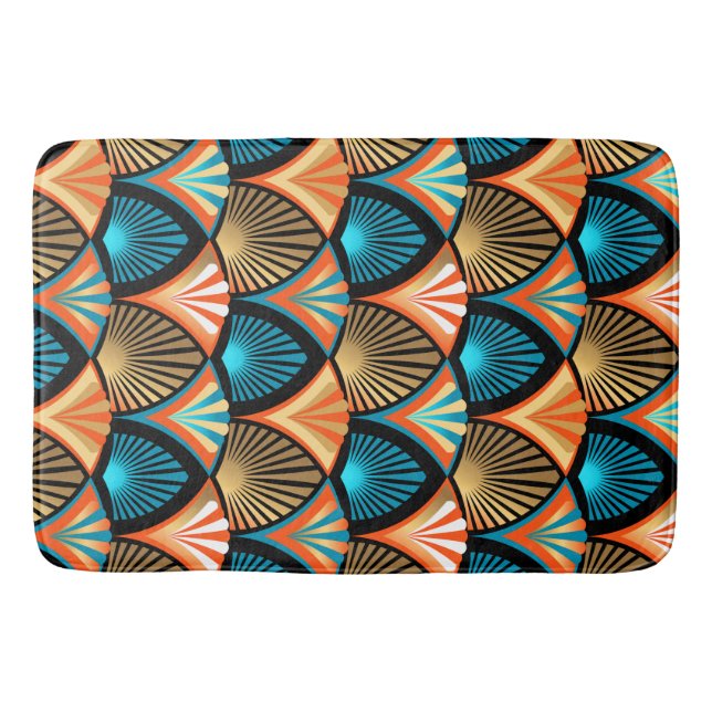 Geometric palm leaves golden pattern in Art Deco Bath Mat (Front)