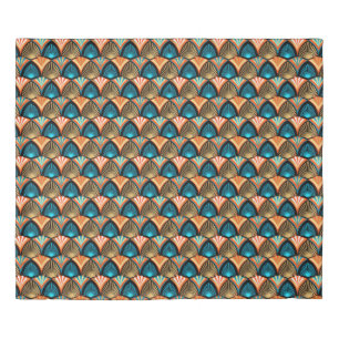Geometric palm leaves golden pattern in Art Deco Duvet Cover