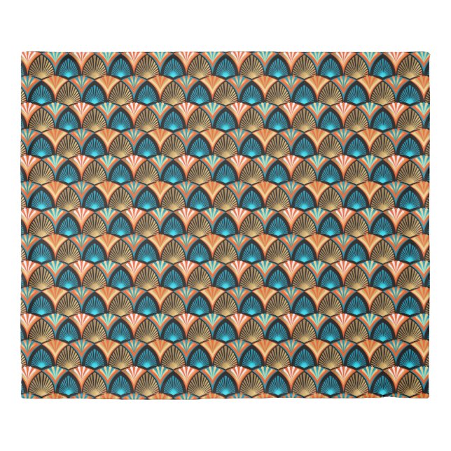 Geometric palm leaves golden pattern in Art Deco Duvet Cover (Front)
