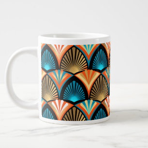 Geometric palm leaves golden pattern in Art Deco Giant Coffee Mug