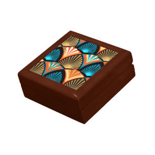 Geometric palm leaves golden pattern in Art Deco Gift Box