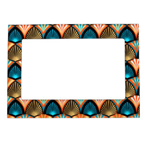 Geometric palm leaves golden pattern in Art Deco Magnetic Frame