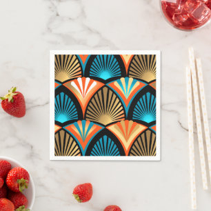 Geometric palm leaves golden pattern in Art Deco Napkins