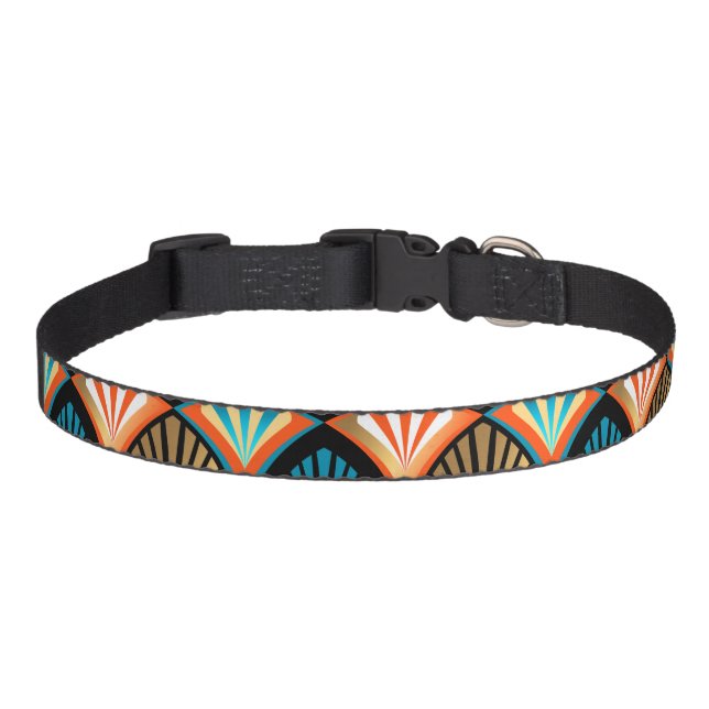 Geometric palm leaves golden pattern in Art Deco Pet Collar (Front)