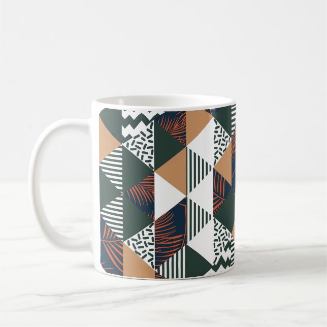 Geometric palm leaves, trendy pattern coffee mug (Left)