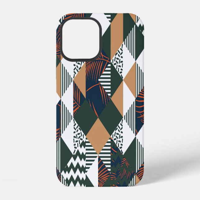 Geometric palm leaves, trendy pattern iphone case (Back)