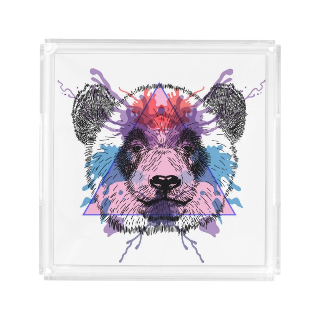 Geometric Panda Bear Acrylic Tray (Front)