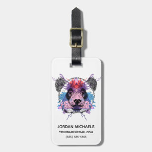 Geometric Panda Bear Add Your Name Luggage Tag