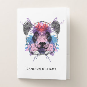 Geometric Panda Bear   Add Your Name Pocket Folder