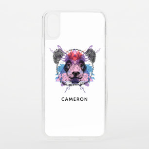Geometric Panda Bear Add Your Name iPhone XS Case