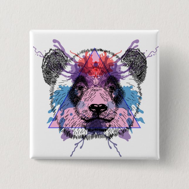Geometric Panda Bear Button (Front)
