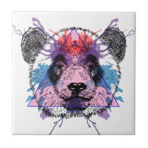 Geometric Panda Bear Ceramic Tile