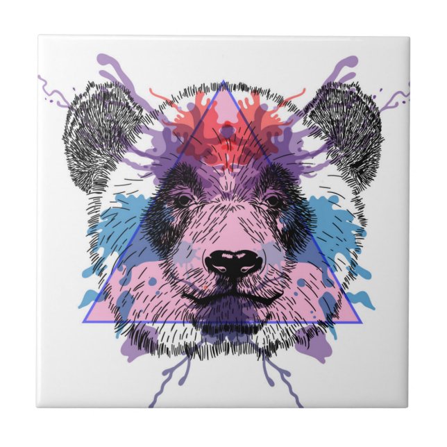 Geometric Panda Bear Ceramic Tile (Front)