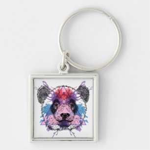 Geometric Panda Bear Keychain