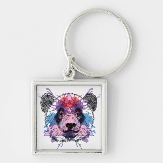 Geometric Panda Bear Keychain (Front)