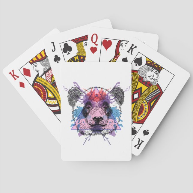 Geometric Panda Bear Poker Cards (Back)