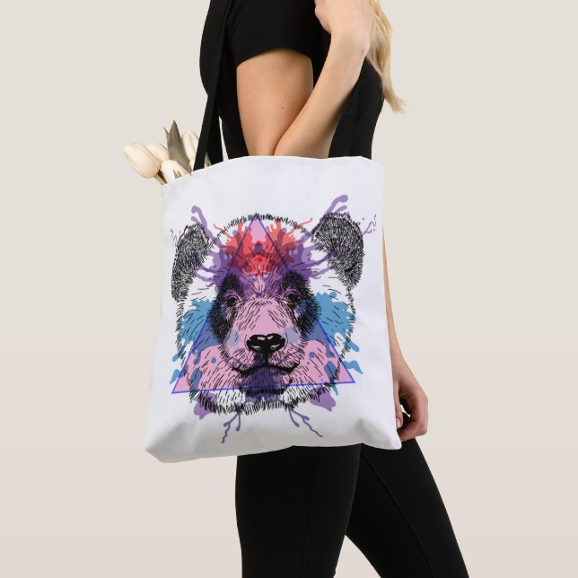 Geometric Panda Bear Tote Bag (Close Up)