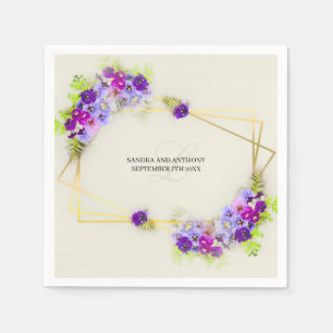 Geometric  Pansy Wedding Napkin