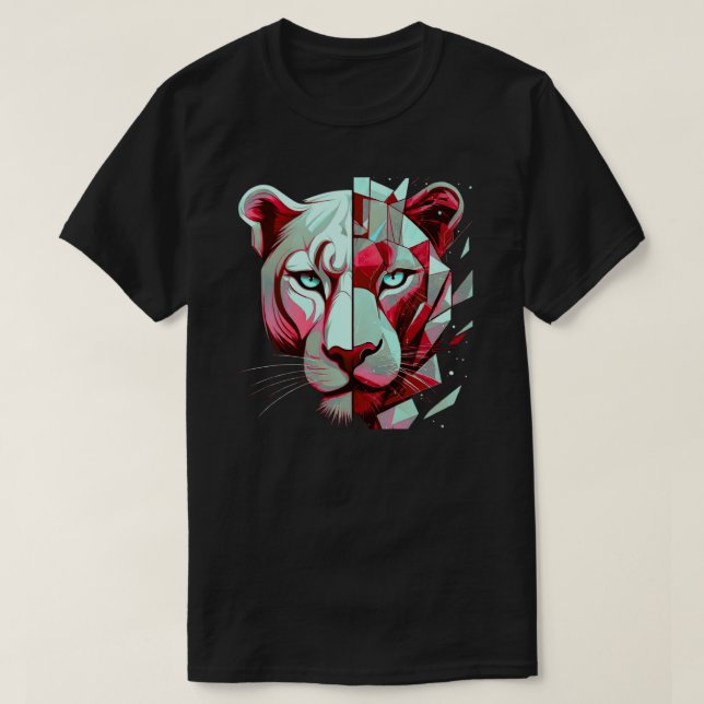 Geometric Panther Split Face | Modern Art T-Shirt (Design Front)