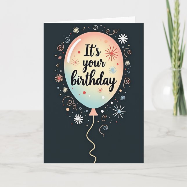 Geometric Party Balloon Card (Front)